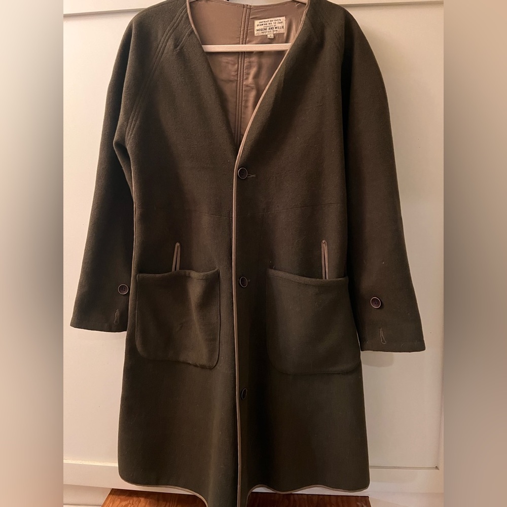 NWOT Imogene and Willie Army Green Wool Coat Size Small